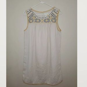 C&C California Embroidered Linen Shift Dress Natural/tan Medium